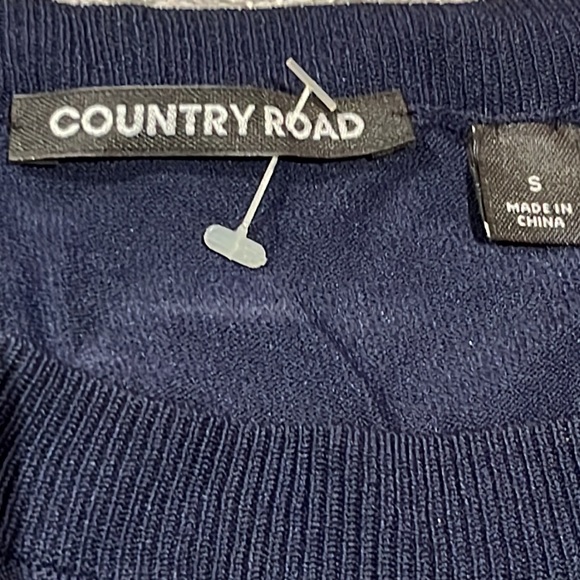 COUNTRY ROAD Navy Blue Stretch Belted Tie Front Summer Knit Casual Midi Dress - Picture 11 of 13